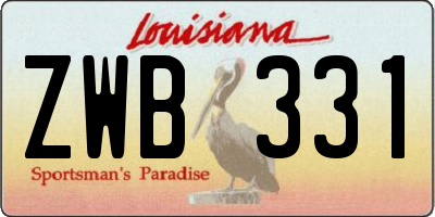 LA license plate ZWB331