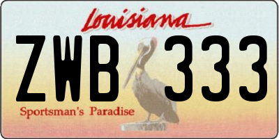 LA license plate ZWB333