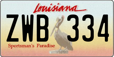 LA license plate ZWB334