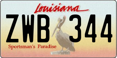 LA license plate ZWB344
