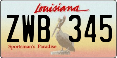 LA license plate ZWB345
