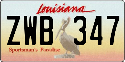 LA license plate ZWB347