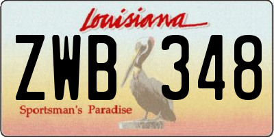 LA license plate ZWB348