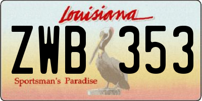 LA license plate ZWB353