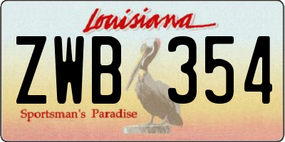 LA license plate ZWB354