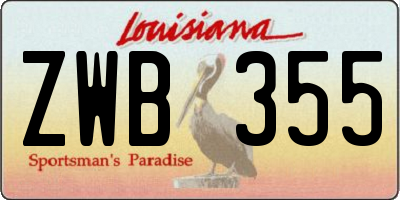 LA license plate ZWB355