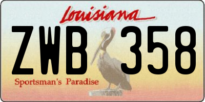 LA license plate ZWB358