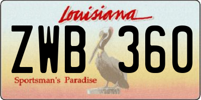 LA license plate ZWB360