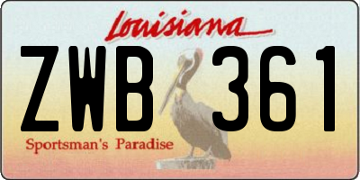 LA license plate ZWB361