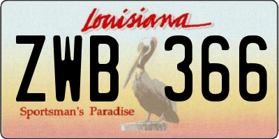 LA license plate ZWB366
