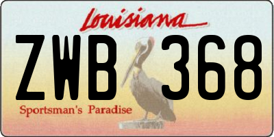 LA license plate ZWB368
