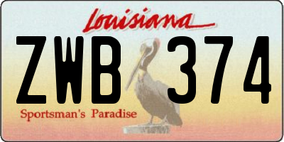 LA license plate ZWB374