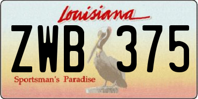 LA license plate ZWB375