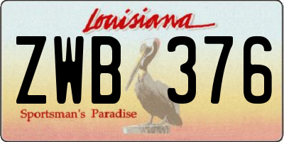 LA license plate ZWB376