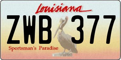 LA license plate ZWB377