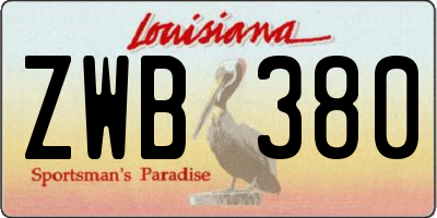 LA license plate ZWB380