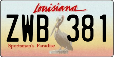 LA license plate ZWB381