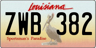 LA license plate ZWB382