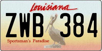 LA license plate ZWB384