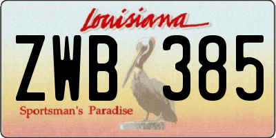 LA license plate ZWB385