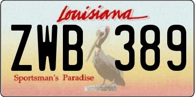 LA license plate ZWB389