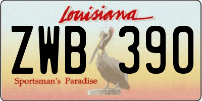 LA license plate ZWB390