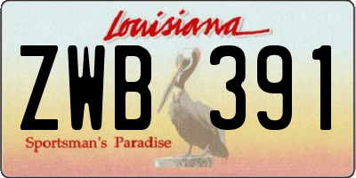 LA license plate ZWB391