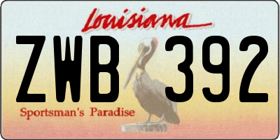 LA license plate ZWB392