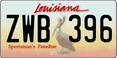 LA license plate ZWB396