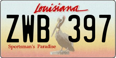 LA license plate ZWB397