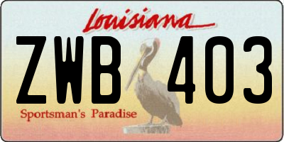LA license plate ZWB403