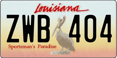 LA license plate ZWB404
