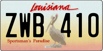 LA license plate ZWB410
