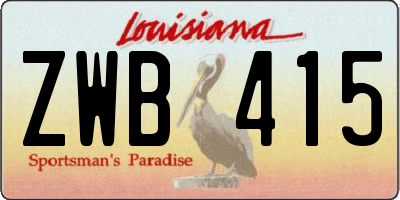 LA license plate ZWB415