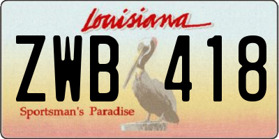 LA license plate ZWB418