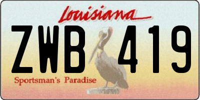 LA license plate ZWB419