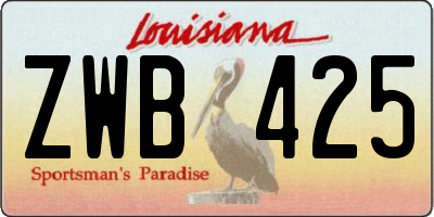 LA license plate ZWB425