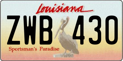 LA license plate ZWB430