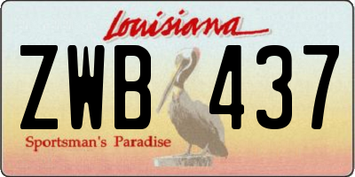 LA license plate ZWB437