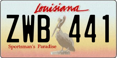 LA license plate ZWB441