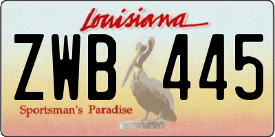 LA license plate ZWB445