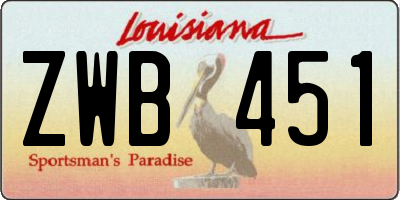 LA license plate ZWB451