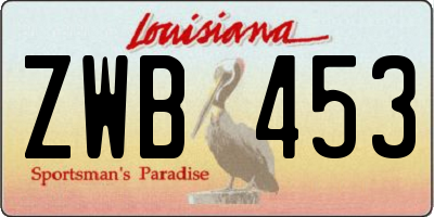 LA license plate ZWB453