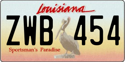 LA license plate ZWB454