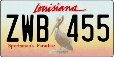 LA license plate ZWB455