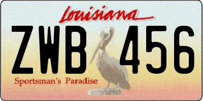 LA license plate ZWB456