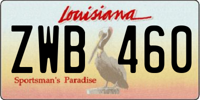 LA license plate ZWB460