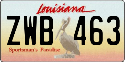 LA license plate ZWB463