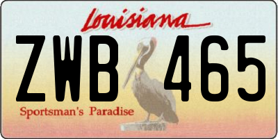 LA license plate ZWB465