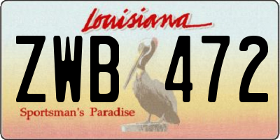 LA license plate ZWB472
